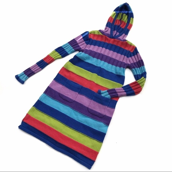 Children’s Place Striped Sweater Hoodie Dress - Picture 1 of 7